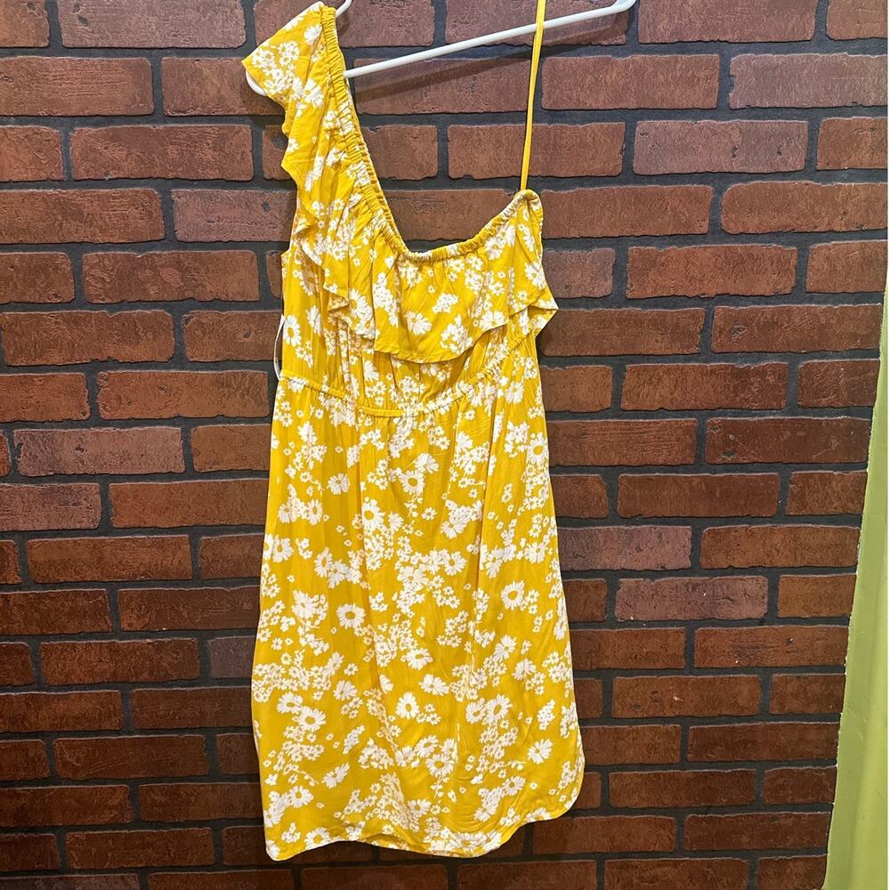 Old Navy Yellow Floral One-Shoulder Dress - Size Large New With Tags